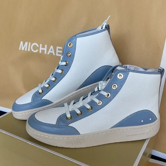 MICHAEL KORS
SHEA MID HIGH TOP
FAUX LEATHER
49F3SHFESL
PALE BLUE 
NEW - Picture 3 of 16